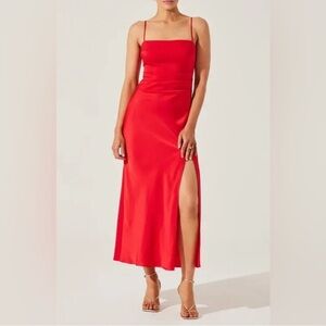 ASTR The Label Satin Slip Dress | Cherry Red | Medium | NWT